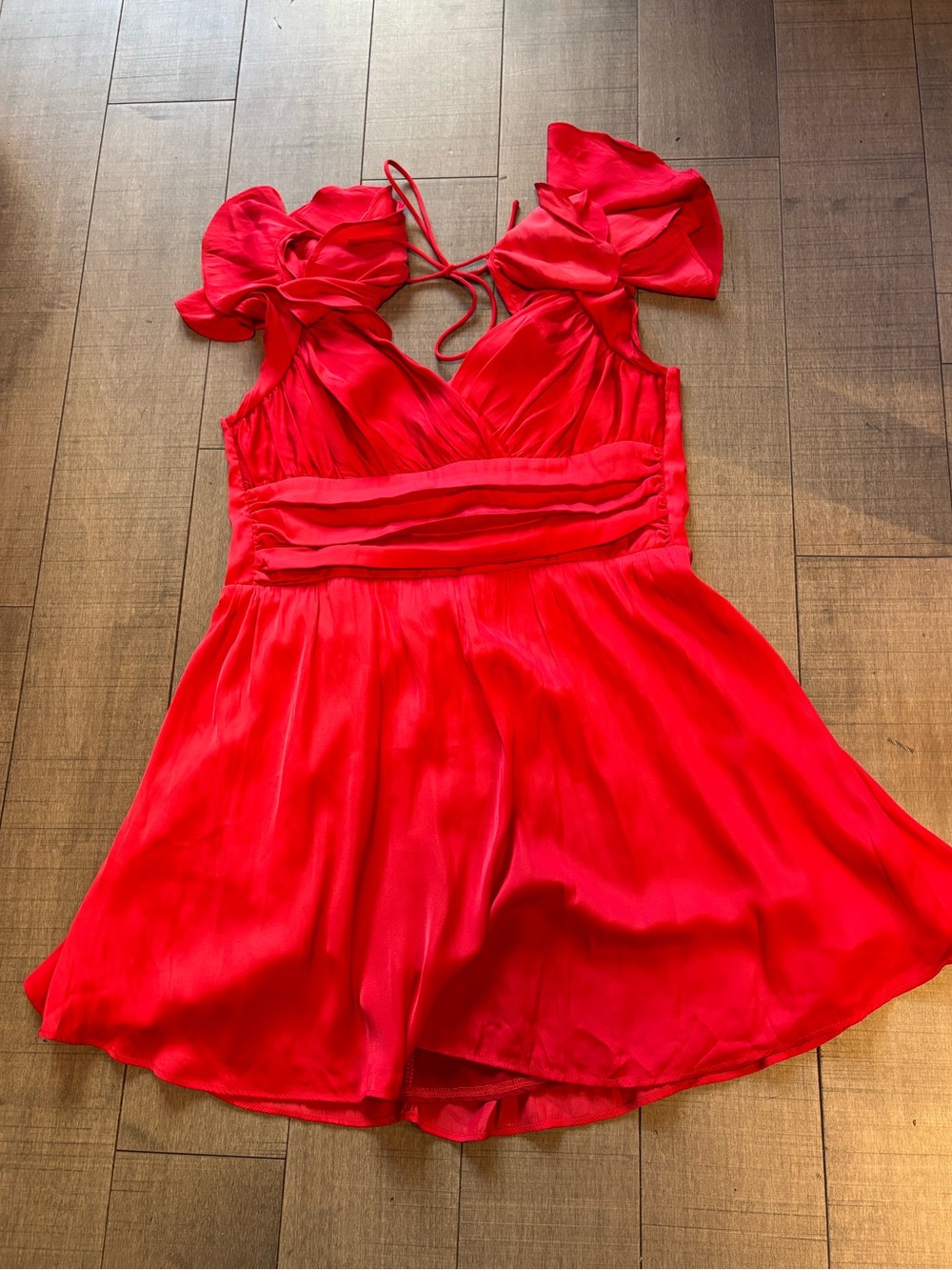 🦋2/$40🦋Classic Red Dress with Ruffled Sleeves & Back Tie